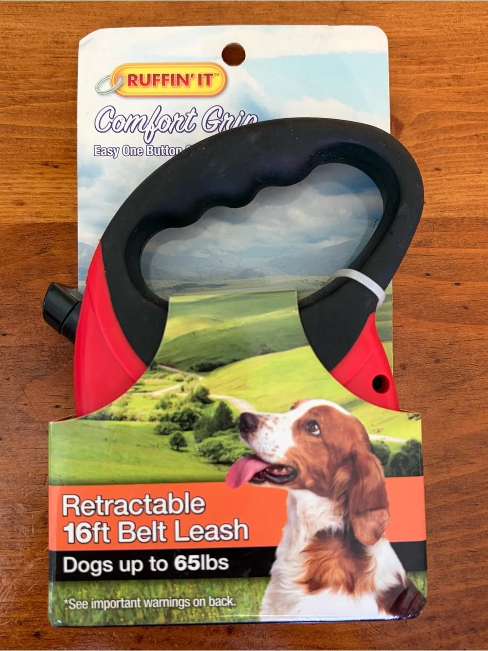 Comfort Grip Retractable Dog Leash - Red and Black (New)